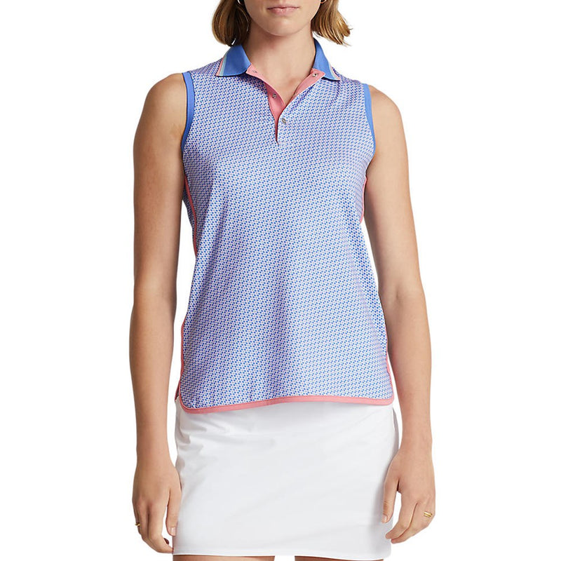 RLX Ralph Lauren Women's Printed Airflow Performance Sleeveless Golf Shirt - Scottsdale Blue Geo