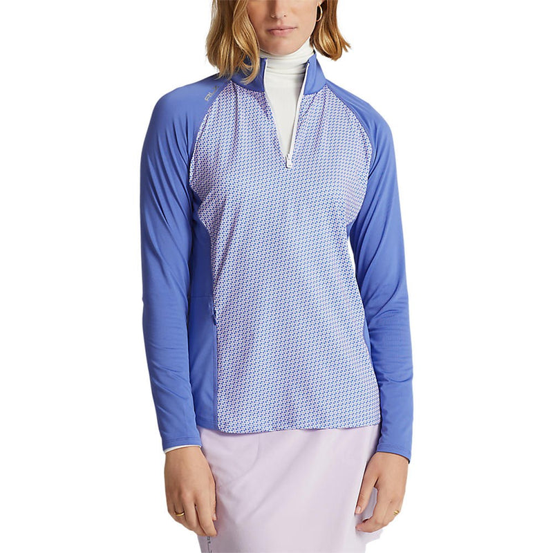 RLX Ralph Lauren Women's Printed Jersey UV Quarter Zip Golf Pullover - Scottsdale Blue Geo