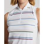 RLX Ralph Lauren Women's Sleeveless Zip Golf Shirt - Pure White Multi