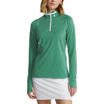 RLX Ralph Lauren Women's Jersey Quarter Zip Golf Pullover - Raft Green/Pure White