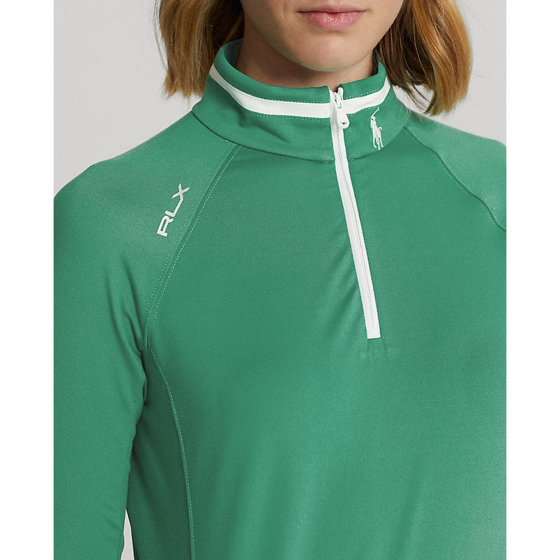 RLX Ralph Lauren Women's Jersey Quarter Zip Golf Pullover - Raft Green/Pure White