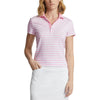 RLX Ralph Lauren Women's Tour Perfomance Stripe Golf Polo Shirt - Pure White/Pink Flamingo