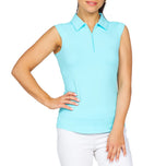 POLO Tanpa Lengan Solid Wanita Ibkul - Seafoam