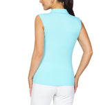 POLO Tanpa Lengan Solid Wanita Ibkul - Seafoam