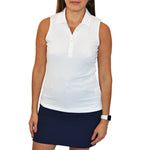 Glenmuir Women's Jenna Sleeveless Golf Shirt - White