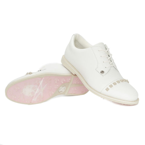 G/Fore Women's Gallivanter Leather Stud Cap Toe Golf Shoes - Stone