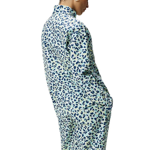 J.Lindeberg Women's Evertine Rain Print Golf Jacket - Leopard Aruba Blue