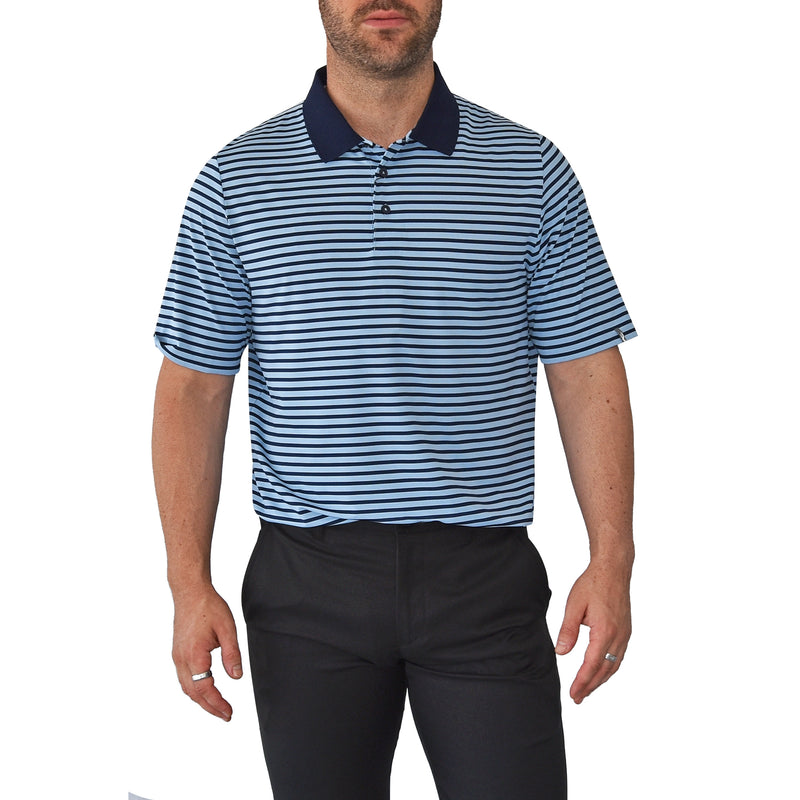 KJUS  Luis Stripe Polo Golf Shirt - Bermudas Blue/Atlanta Blue