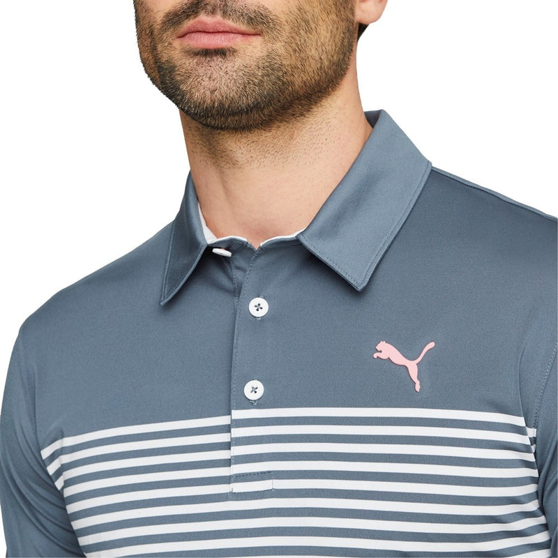 Puma Mattr Track Golf Polo Shirt - Evening Sky/Flamingo Pink Heather