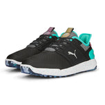 Puma X Ptc Ignite Meninggikan Kasut Golf Spikeless - Puma Black/ Aqua Green/ Pink yang Mengejutkan