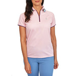 RLX Ralph Lauren Women's Tour Pique 1/4 Zip Golf Shirt - Pink Sand Multi