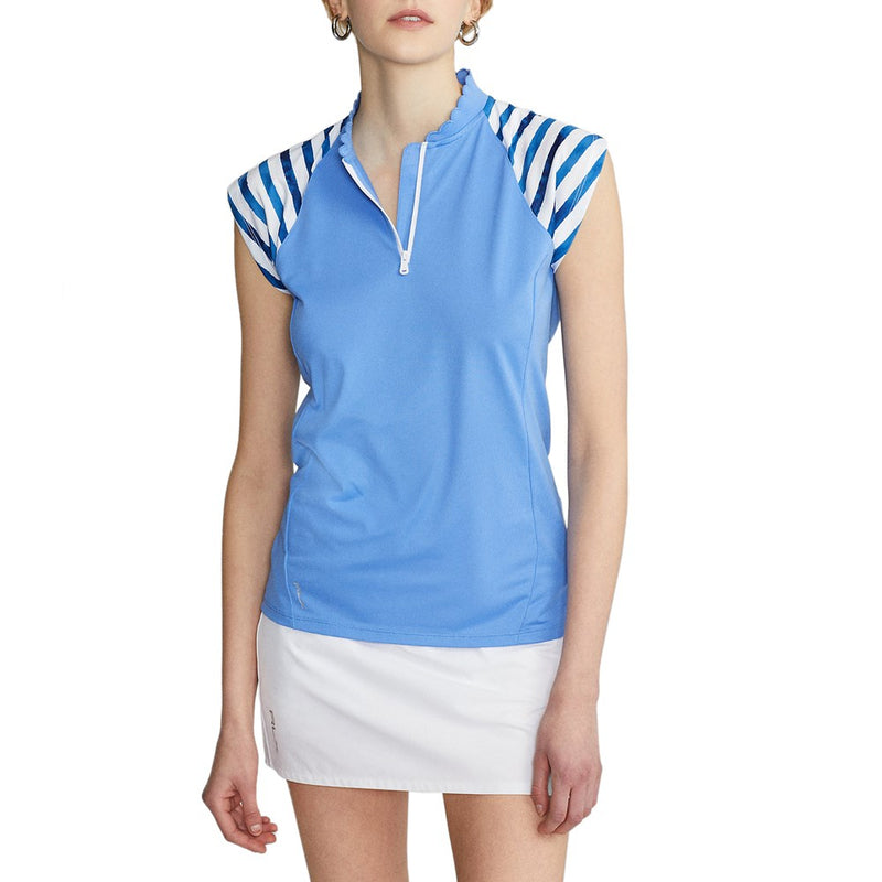 RLX Ralph Lauren Women's Sleeveless Quarter Zip Pique Golf Shirt - Bright Blue
