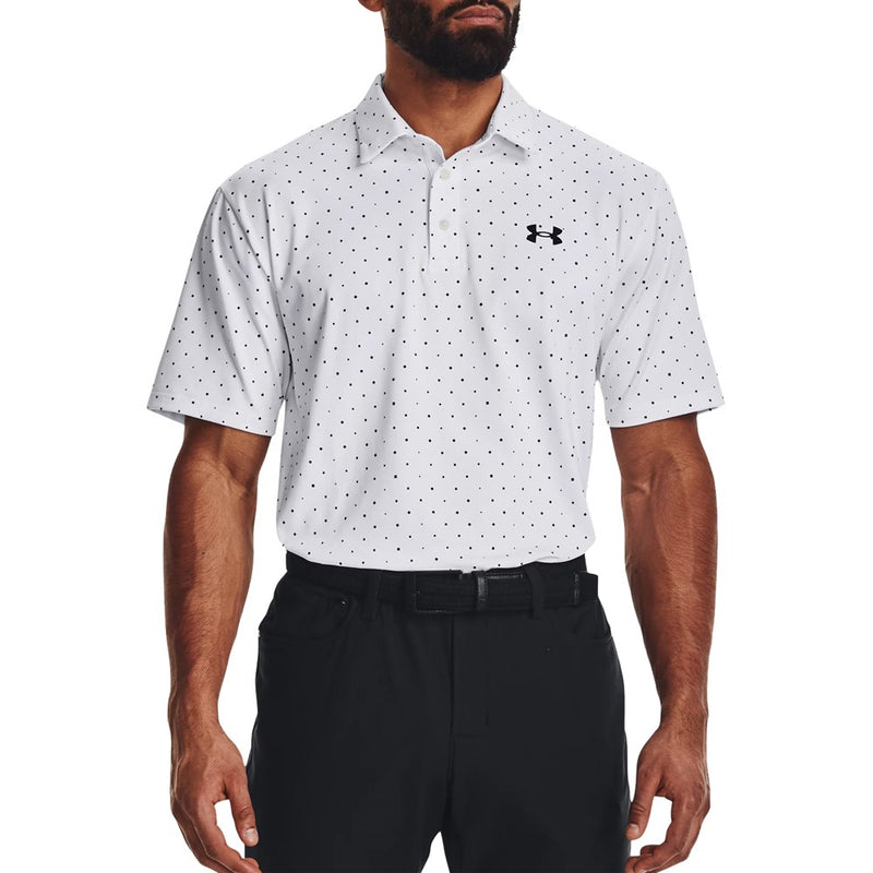 Under Armour Playoff 2.0 Golf Polo Shirt - White/Black Dot